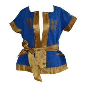 Mexican Handmade Blazer Golden and Blue